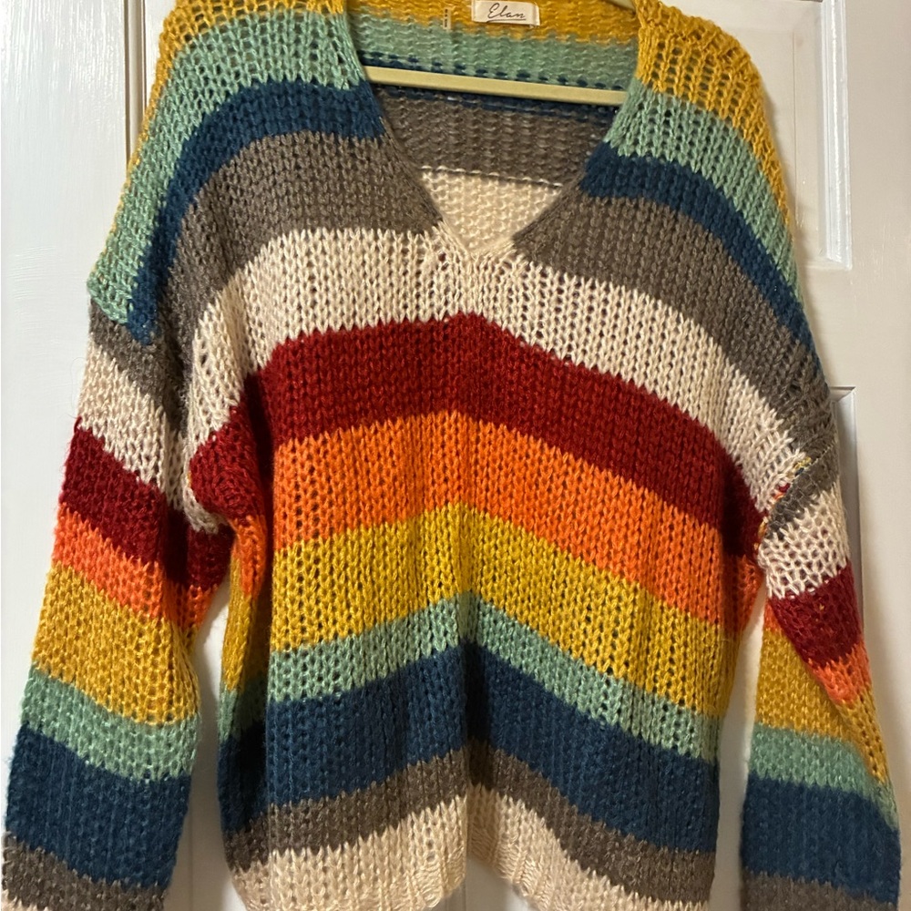 Elan Colorful Striped Women's Sweater